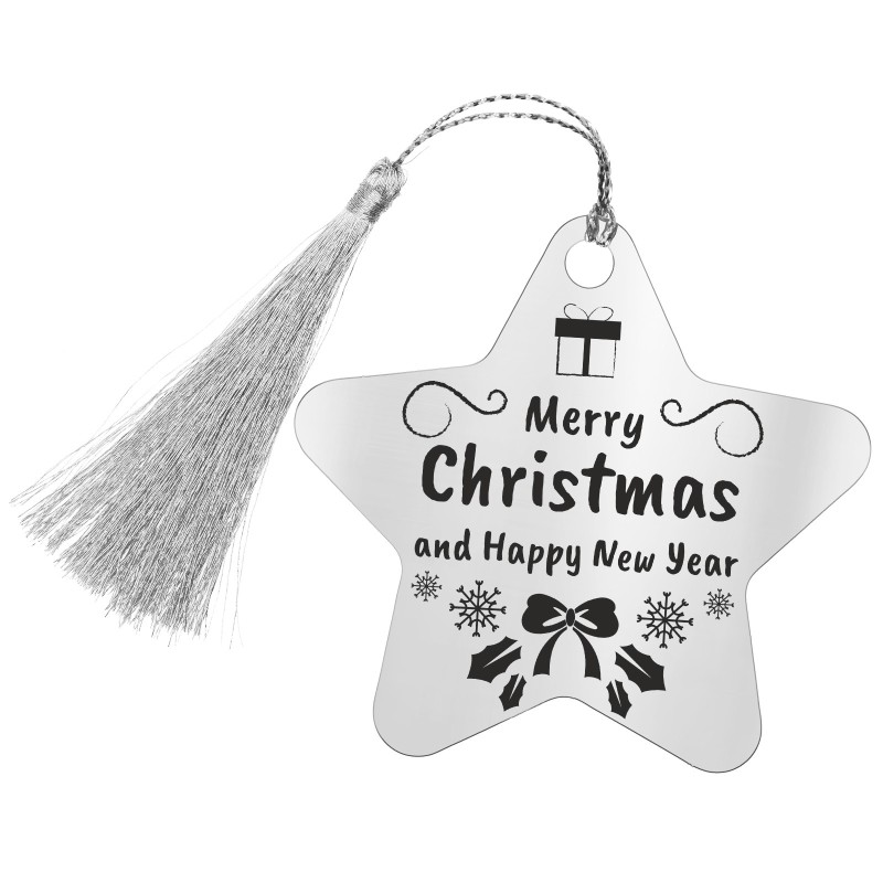 Decoratiune Personalizata Craciun Stea Inox Argintiu Sarbatori