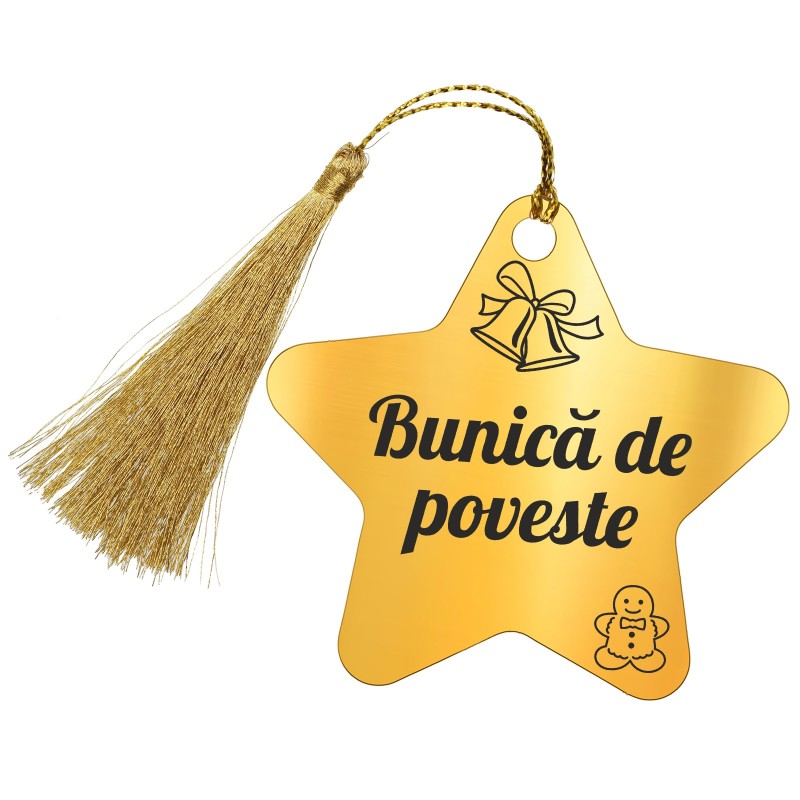 Decoratiune Personalizata Craciun Stea Inox Auriu De Poveste