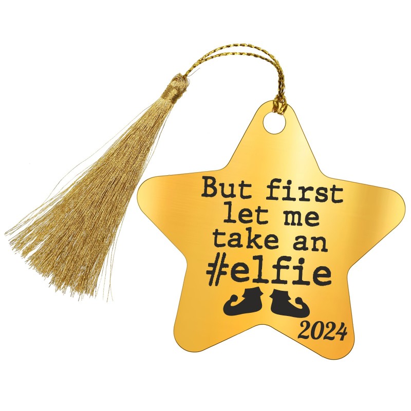 Decoratiune Personalizata Craciun Stea Inox Auriu Elfie