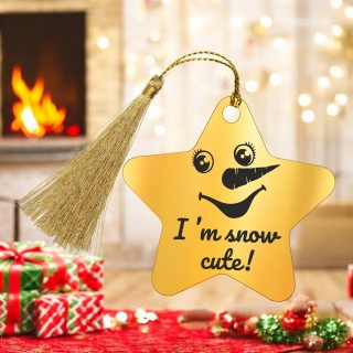 Decoratiune Personalizata Craciun Stea Inox Auriu Snowman