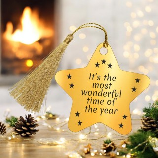 Decoratiune Personalizata Craciun Stea Inox Auriu Stele Urare