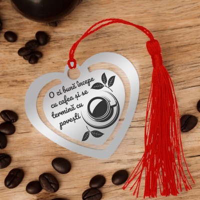 Semn de Carte Personalizat Inox Argintiu Cafea