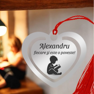 Semn de Carte Personalizat Inox Argintiu Poveste