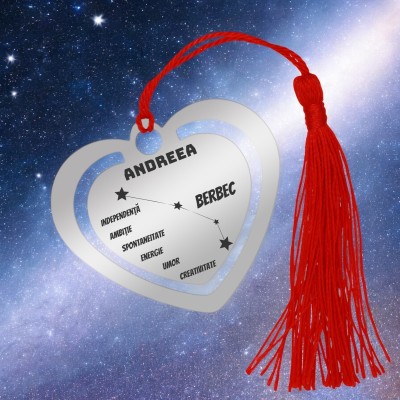 Semn de Carte Personalizat Inox Argintiu Nume Zodie