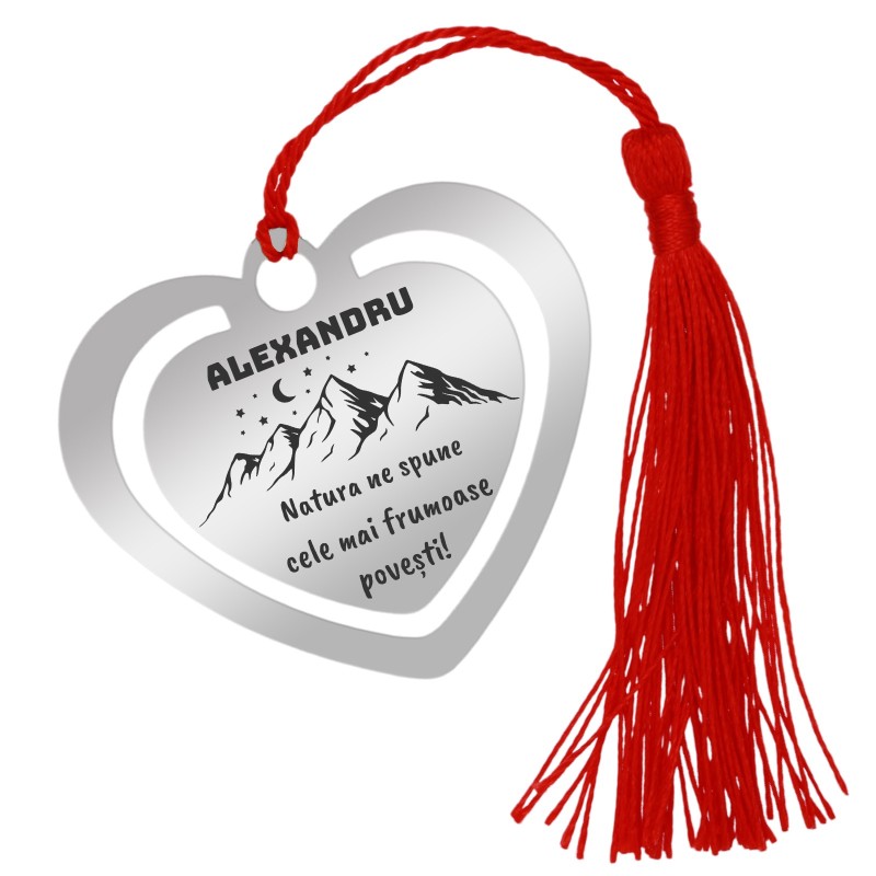                  Semn de Carte Personalizat Inox Argintiu Natura
               