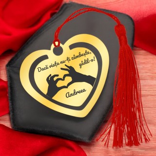 Semn de Carte Personalizat Inox Auriu Nume si Mesaj