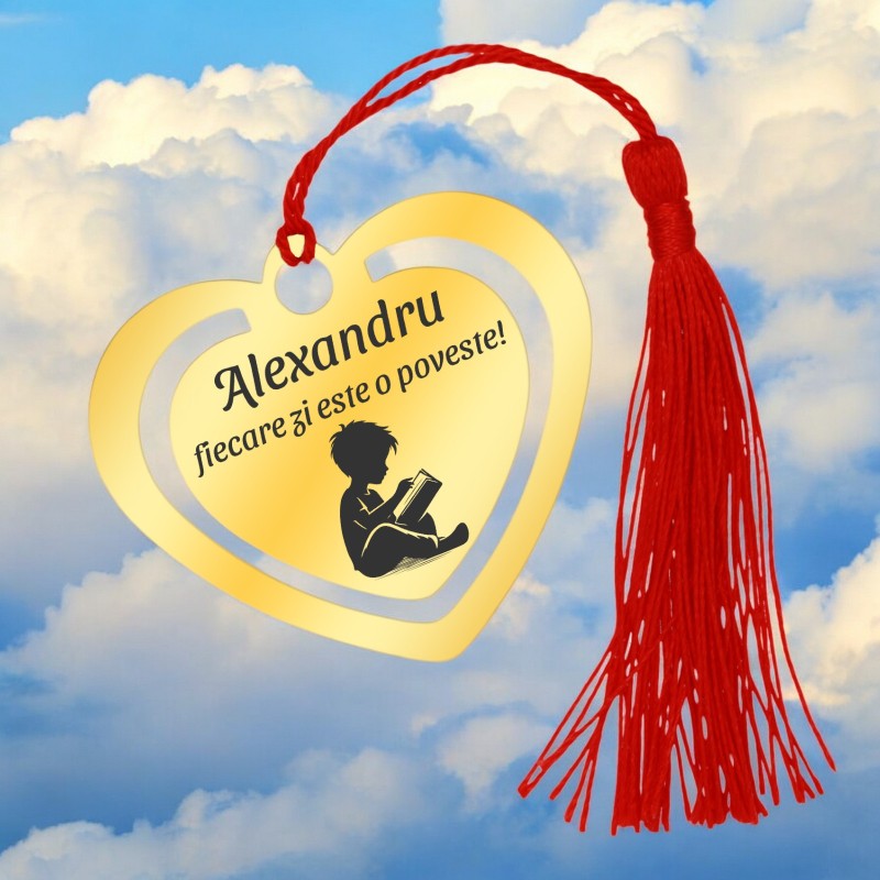                  Semn de Carte Personalizat Inox Auriu Poveste
               