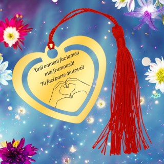 Semn de Carte Personalizat Inox Auriu Mesaj Emotie