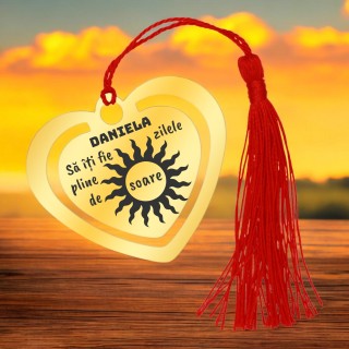 Semn de Carte Personalizat Inox Auriu Soare