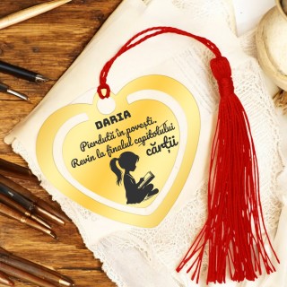 Semn de Carte Personalizat Inox Auriu Nume Poveste