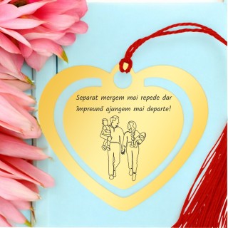 Semn de Carte Personalizat Inox Auriu Mesaj Familie