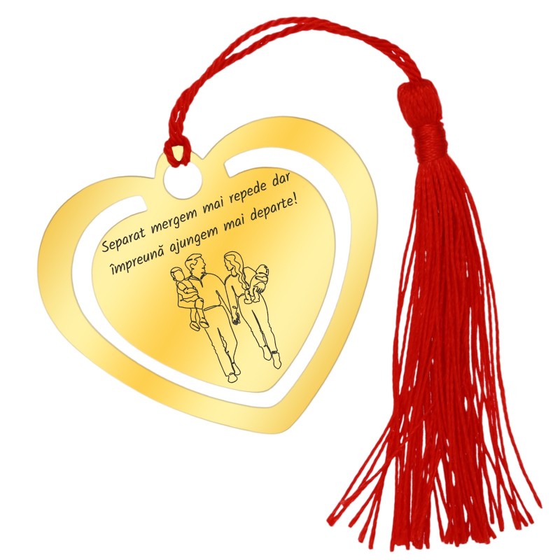                  Semn de Carte Personalizat Inox Auriu Mesaj Familie
               