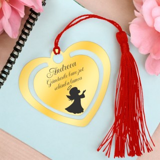 Semn de Carte Personalizat Inox Auriu Ingeras