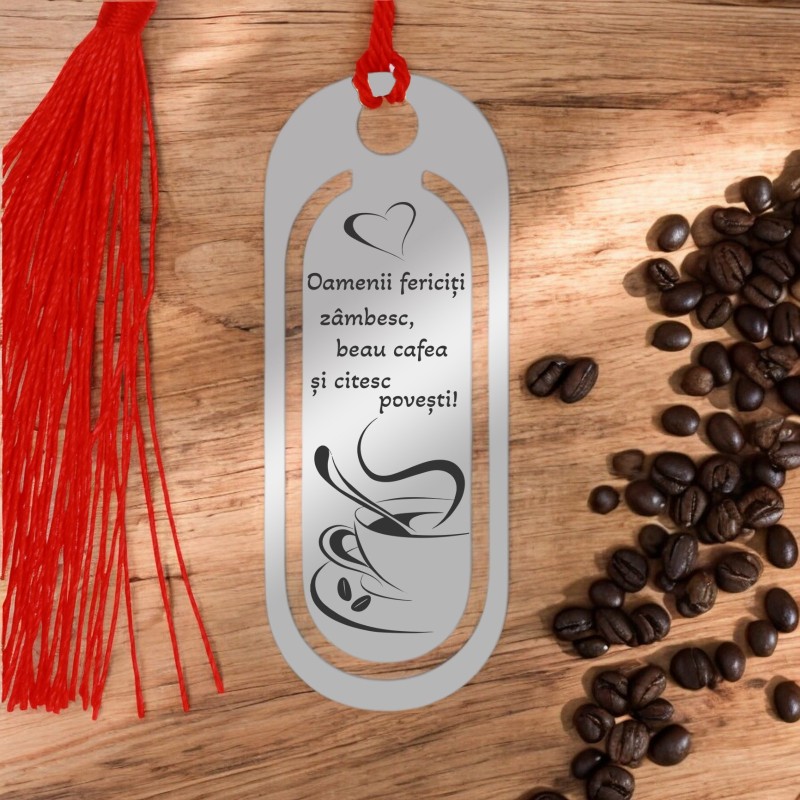                  Semn de Carte Personalizat Inox Argintiu Cafea
               