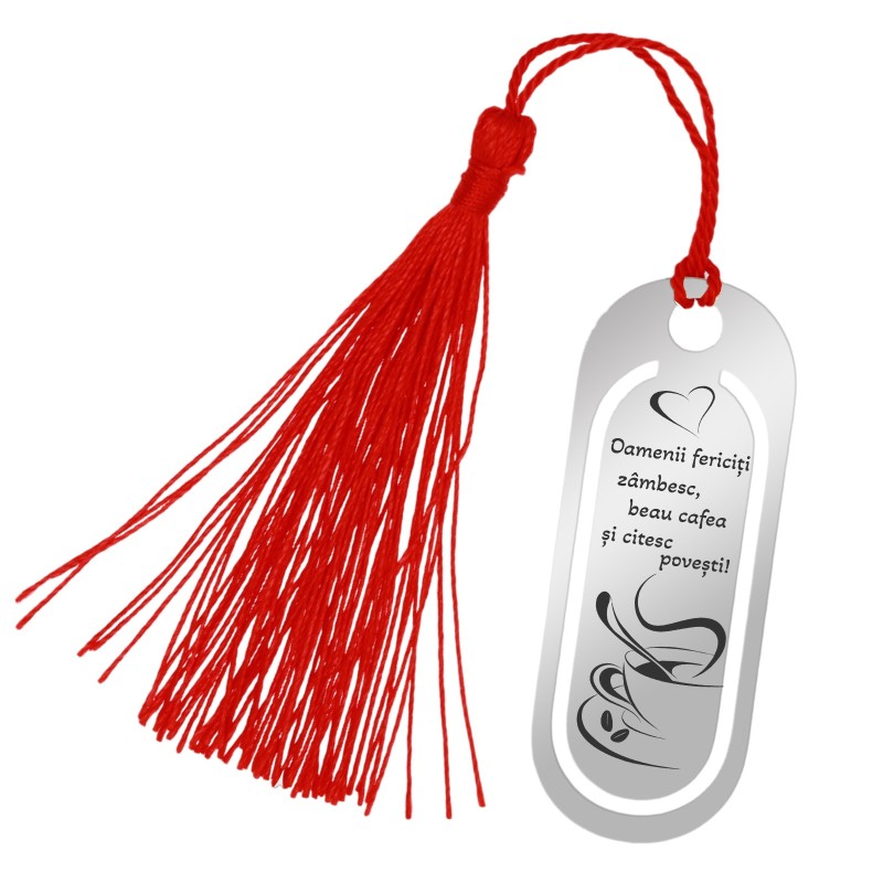                  Semn de Carte Personalizat Inox Argintiu Cafea
               