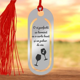 Semn de Carte Personalizat Inox Argintiu Vin