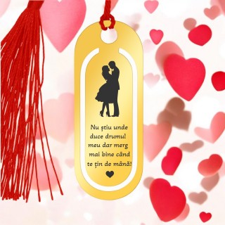 Semn de Carte Personalizat Inox Auriu Cuplu