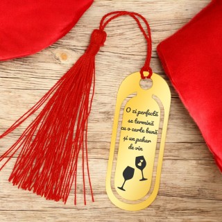 Semn de Carte Personalizat Inox Auriu Vin