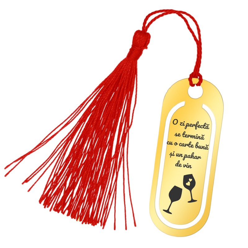                  Semn de Carte Personalizat Inox Auriu Vin
               