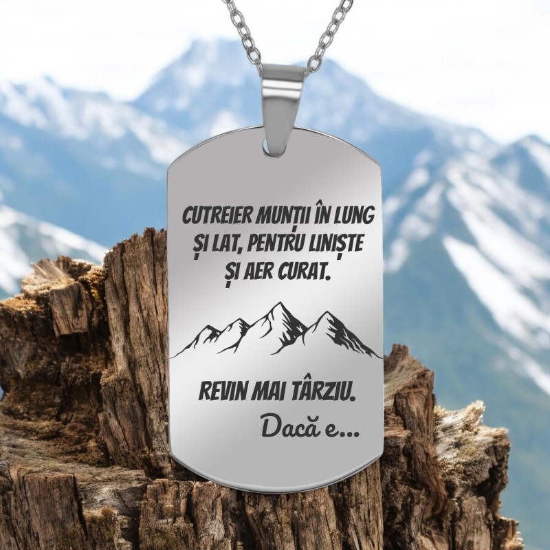 Colier Personalizat Army Inox Argintiu Munti