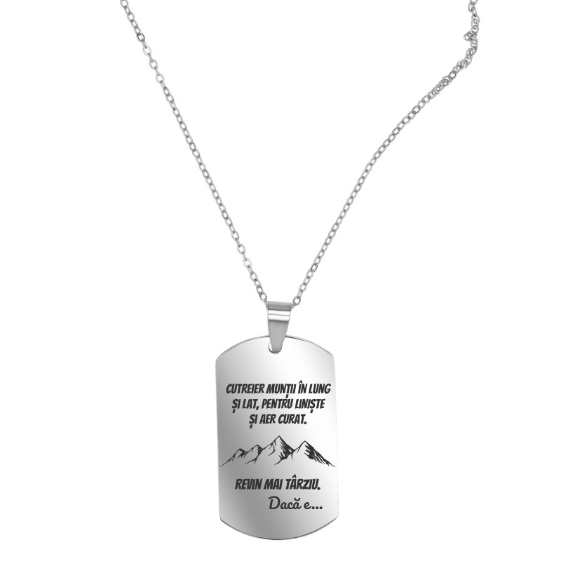 Colier Personalizat Army Inox Argintiu Munti