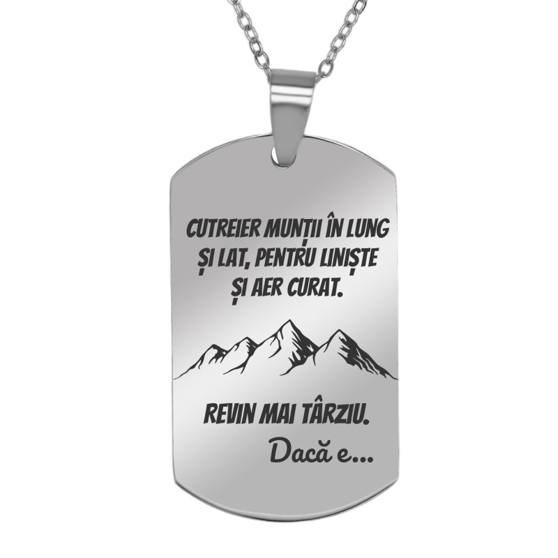 Colier Personalizat Army Inox Argintiu Munti
