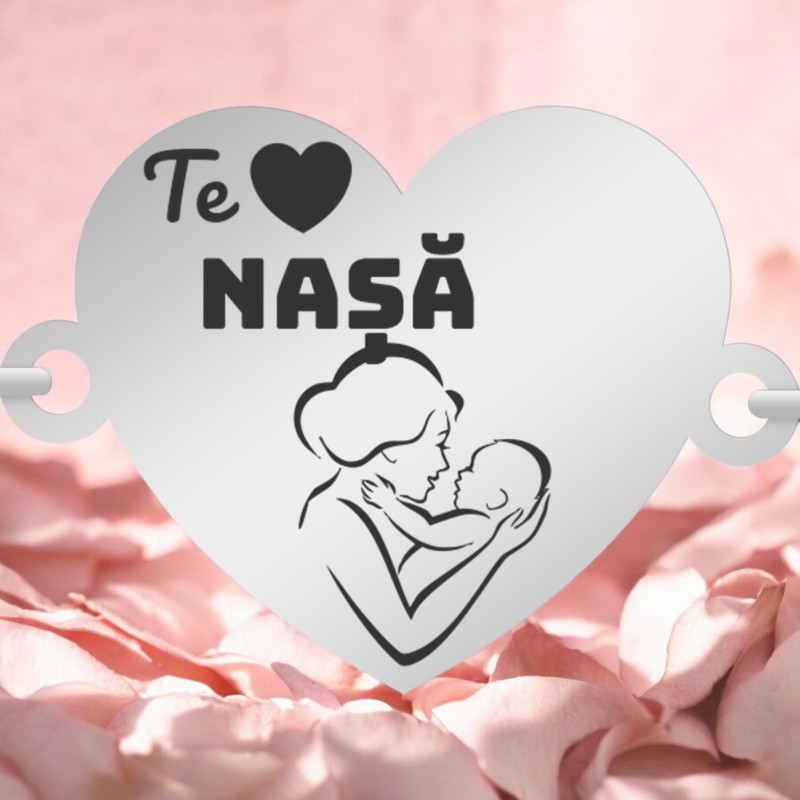                  Bratara Personalizata Lantisor Inima Inox Argintiu Te iubesc
               