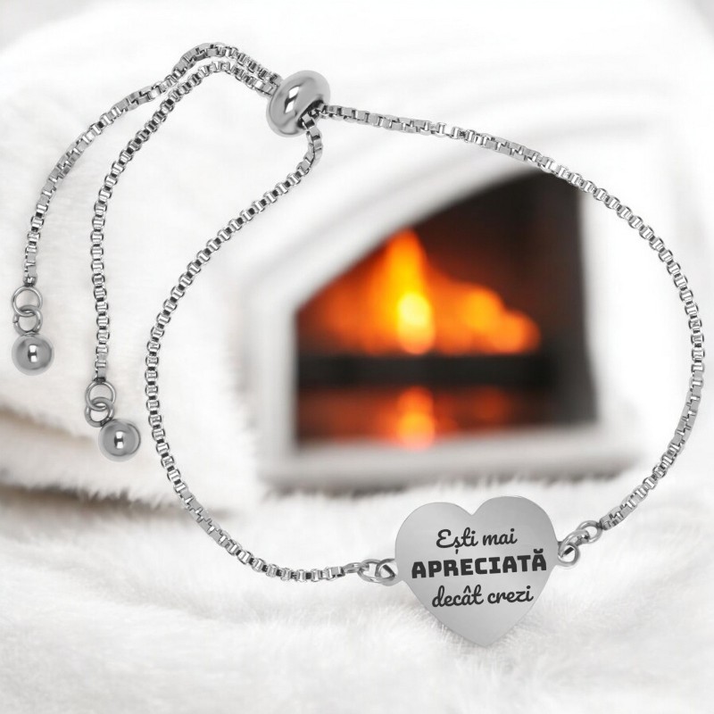                  Bratara Personalizata Lantisor Inima Inox Argintiu Mai mult
               