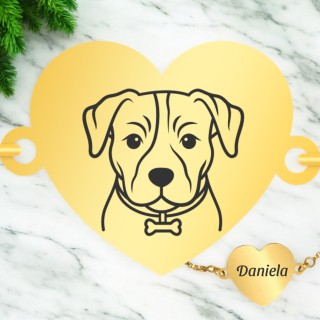 Bratara Personalizata Lantisor Inima Inox Auriu Iubitor de animale