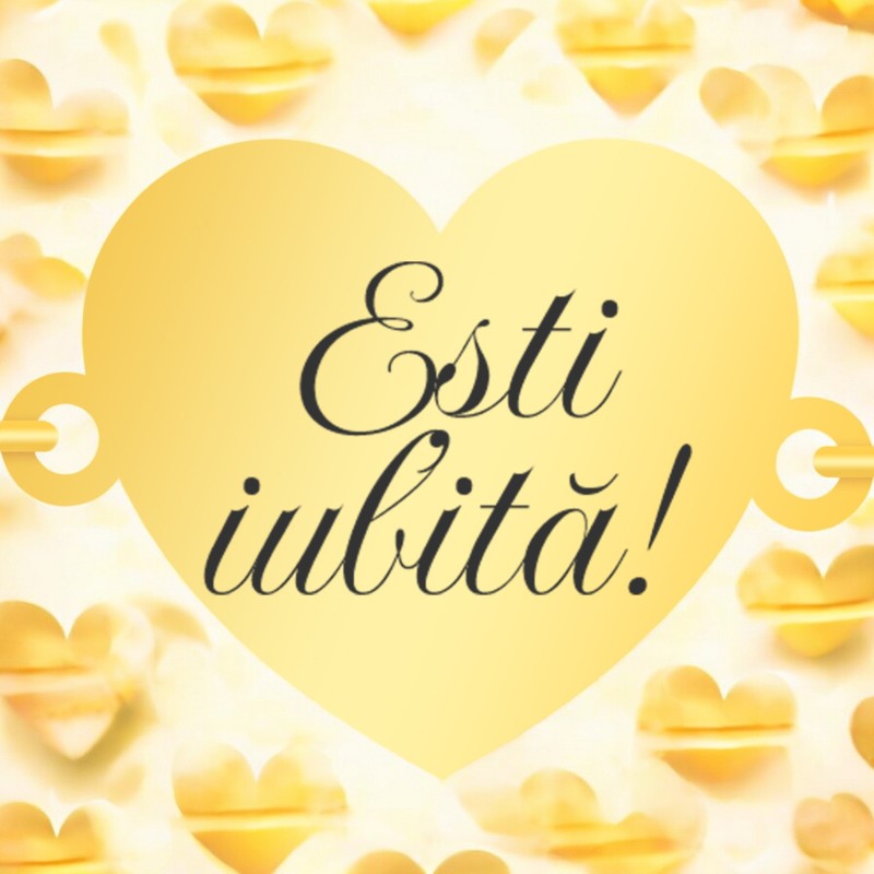 Bratara Personalizata Lantisor Inima Inox Auriu Mesaj