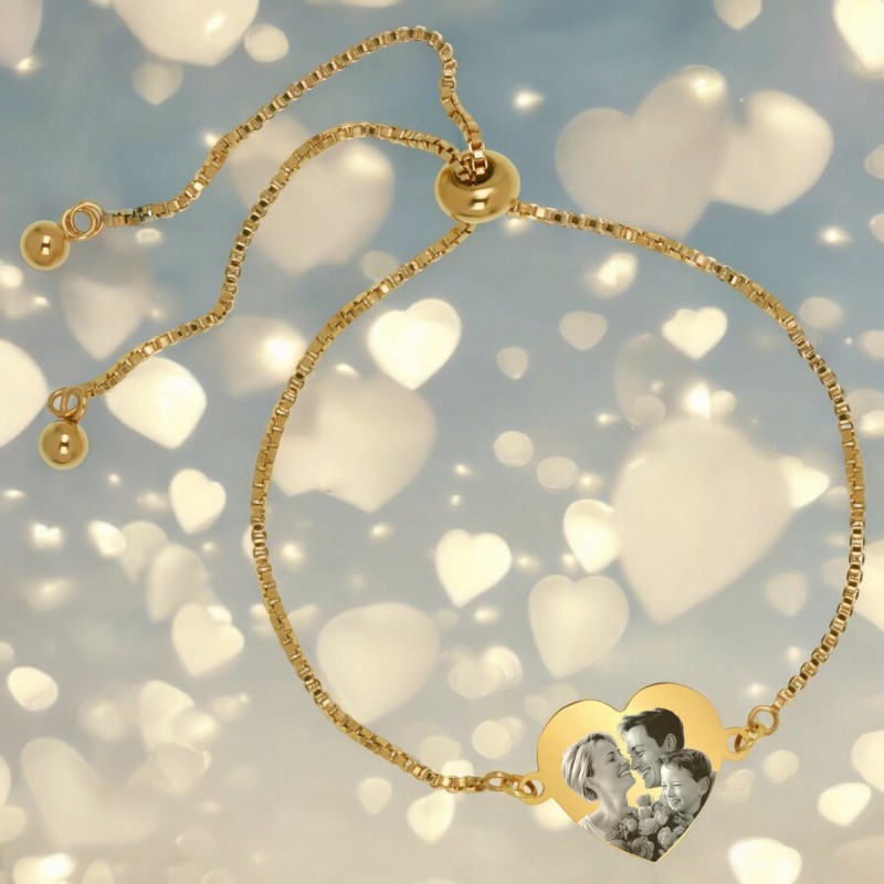                  Bratara Personalizata Lantisor Inima Inox Auriu Poza
               