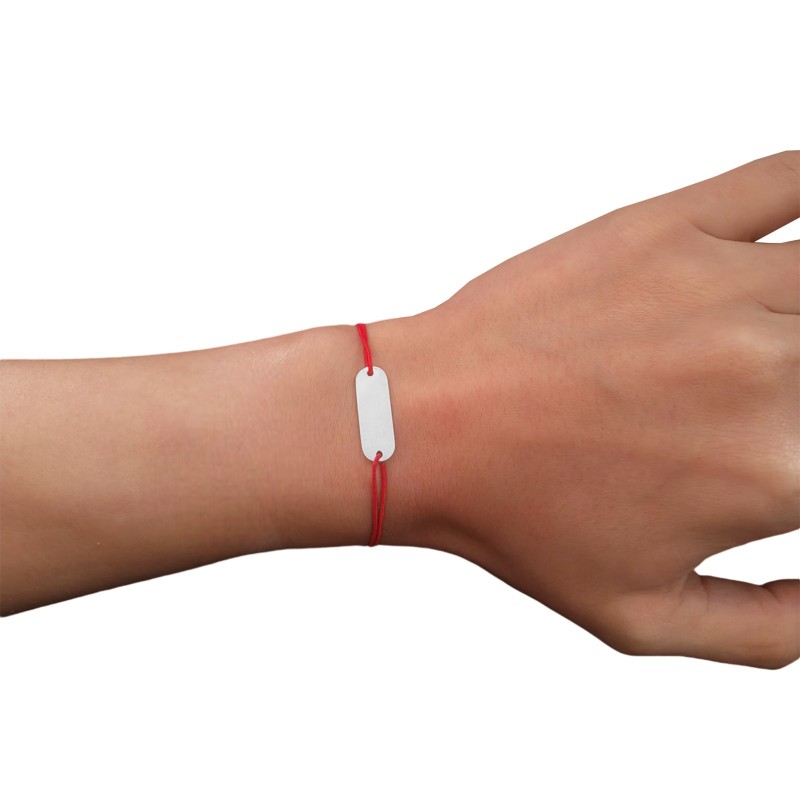                  Bratara Personalizata Elastic negru Placuta Inox Argintiu Ganduri
               