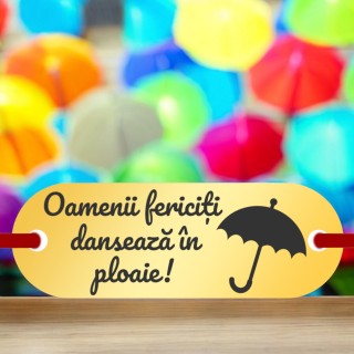 Bratara Personalizata Elastic Rosu Placuta Inox Auriu Fericire