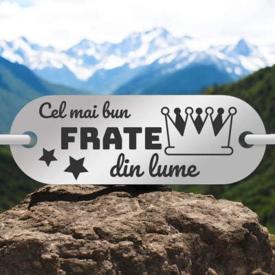 Bratara Personalizata Lantisor Placuta Inox Argintiu Dedicatie
