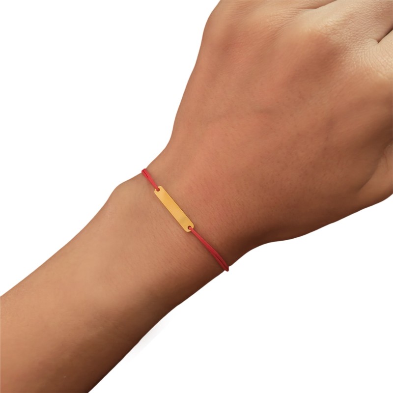                  Bratara Personalizata Elastic Rosu Placuta Subtire Inox Auriu Numele Tau
               