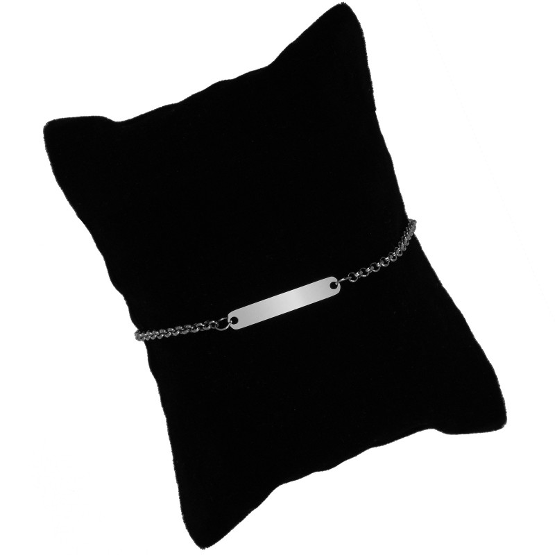 Bratara Personalizata Lantisor Placuta Subtire Inox Argintiu Mesajul Tau