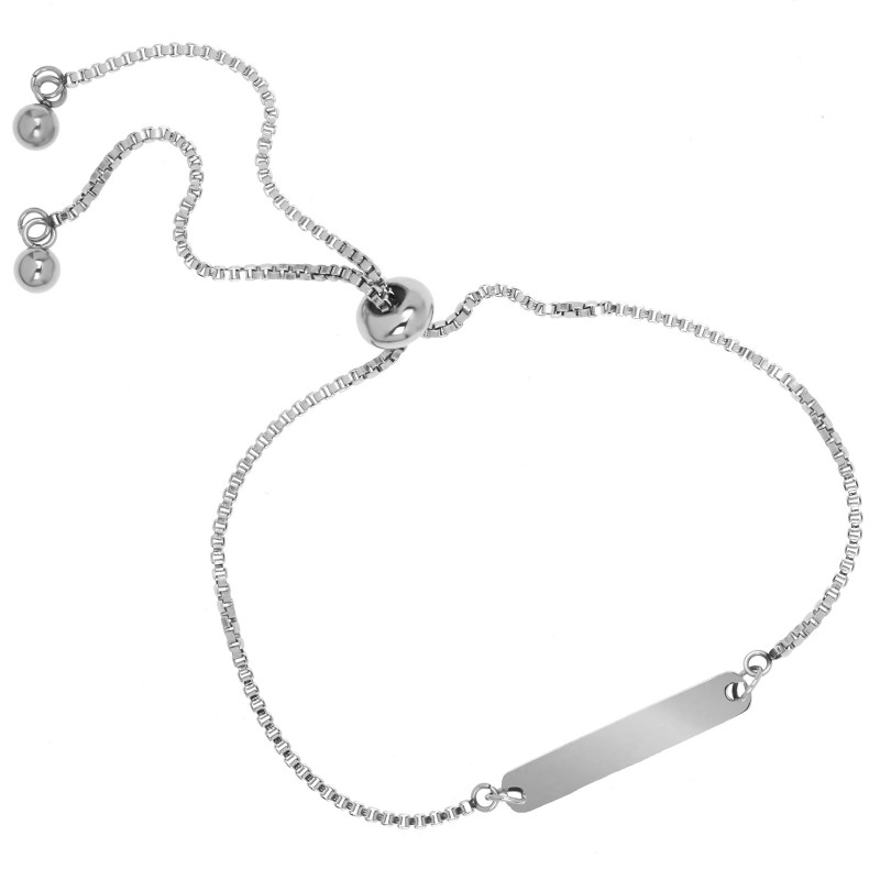Bratara Personalizata Lantisor Placuta Subtire Inox Argintiu Aproape