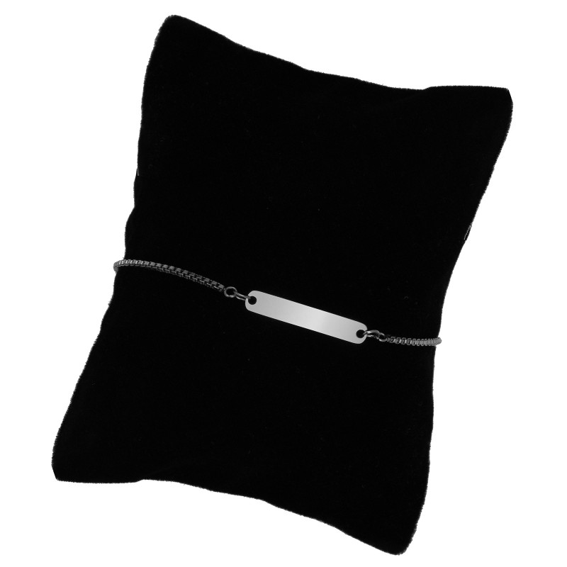 Bratara Personalizata Lantisor Placuta Subtire Inox Argintiu Aproape