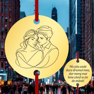 Bratara personalizata Elastic Rosu Rotund Inox Auriu Impreuna