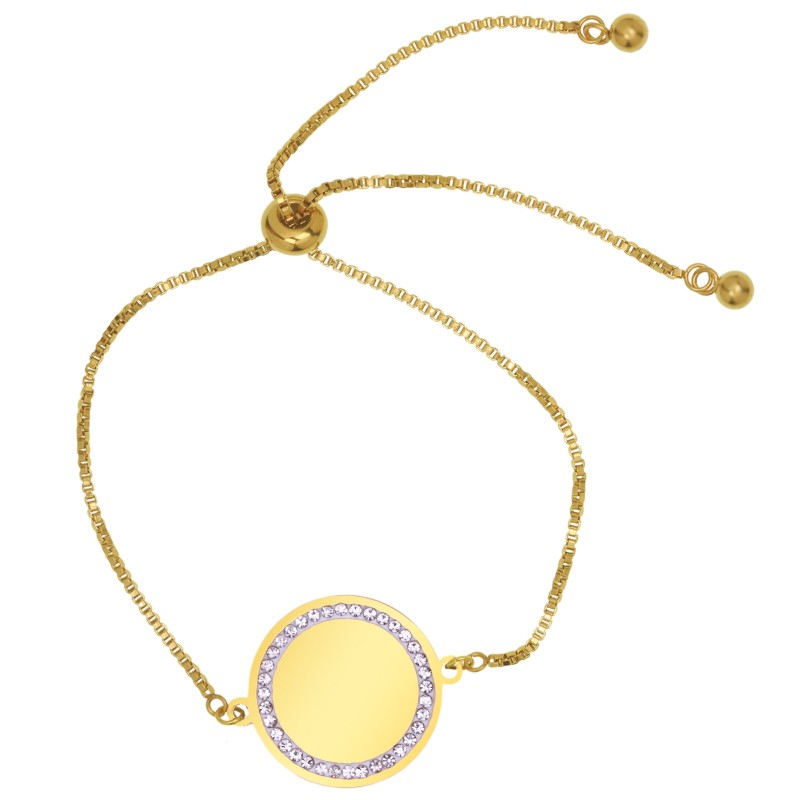                  Bratara personalizata Lantisor Rotund Pietre Inox Auriu Specializare Nume Doctor
               