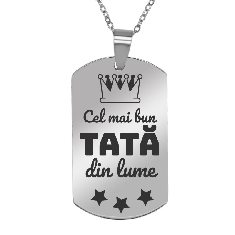                  Colier Personalizat Army Inox Argintiu Coroana
               