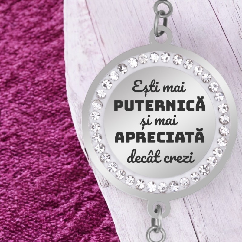 Bratara personalizata Lantisor Rotund Pietre Inox Argintiu Mai Mult