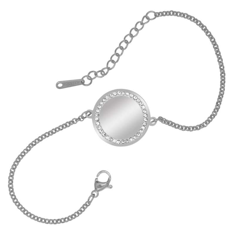                  Bratara personalizata Lantisor Rotund Pietre Inox Argintiu Mai Mult
               
