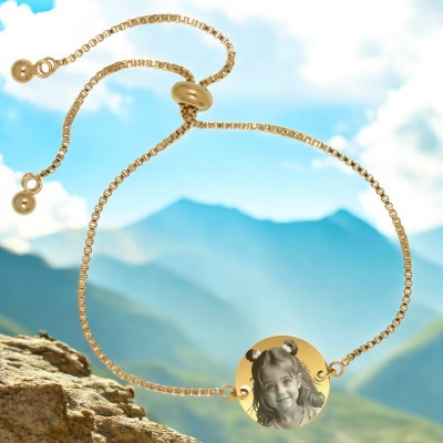 Bratara personalizata Lantisor Rotund Pietre Inox Auriu Poza