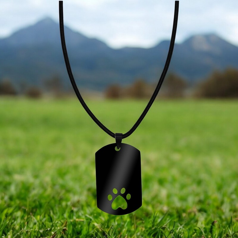 Colier Personalizat Army Labuta Inox Negru Piele Lantisor Cum Vrei Tu