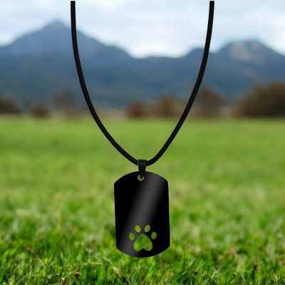 Colier Personalizat Army Labuta Inox Negru Piele Lantisor Cum Vrei Tu