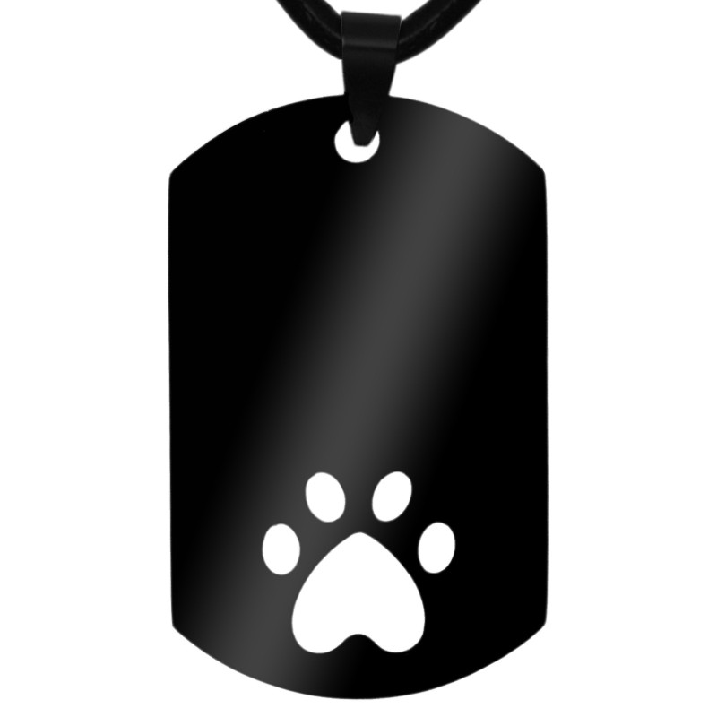 Colier Personalizat Army Labuta Inox Negru Piele Lantisor Cum Vrei Tu