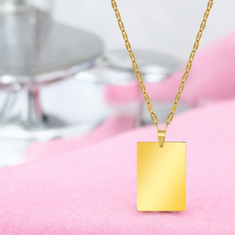                  Colier Personalizat Dreptunghi Inox Auriu Cum Vrei Tu
               