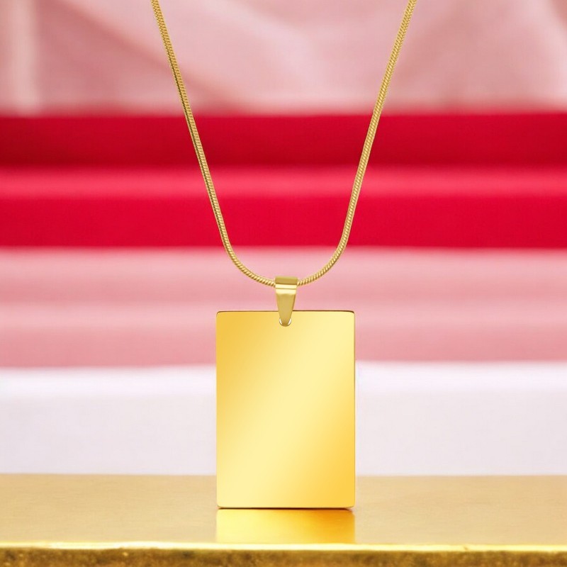                  Colier Personalizat Dreptunghi Inox Auriu Latisor Tub Cum Vrei Tu
               