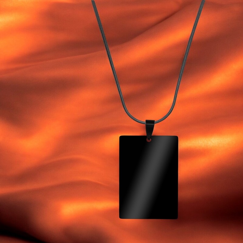 Colier Personalizat Dreptunghi Inox Negru Lantisor Tub Cum Vrei Tu